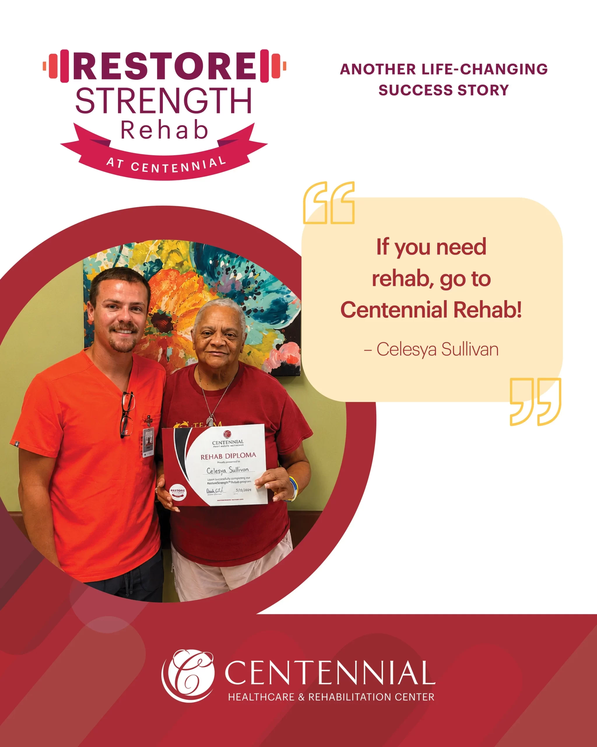 Celesya Sulvan: Rehab success story at Centennial Healthcare & Rehabilitation Center, Philadelphia