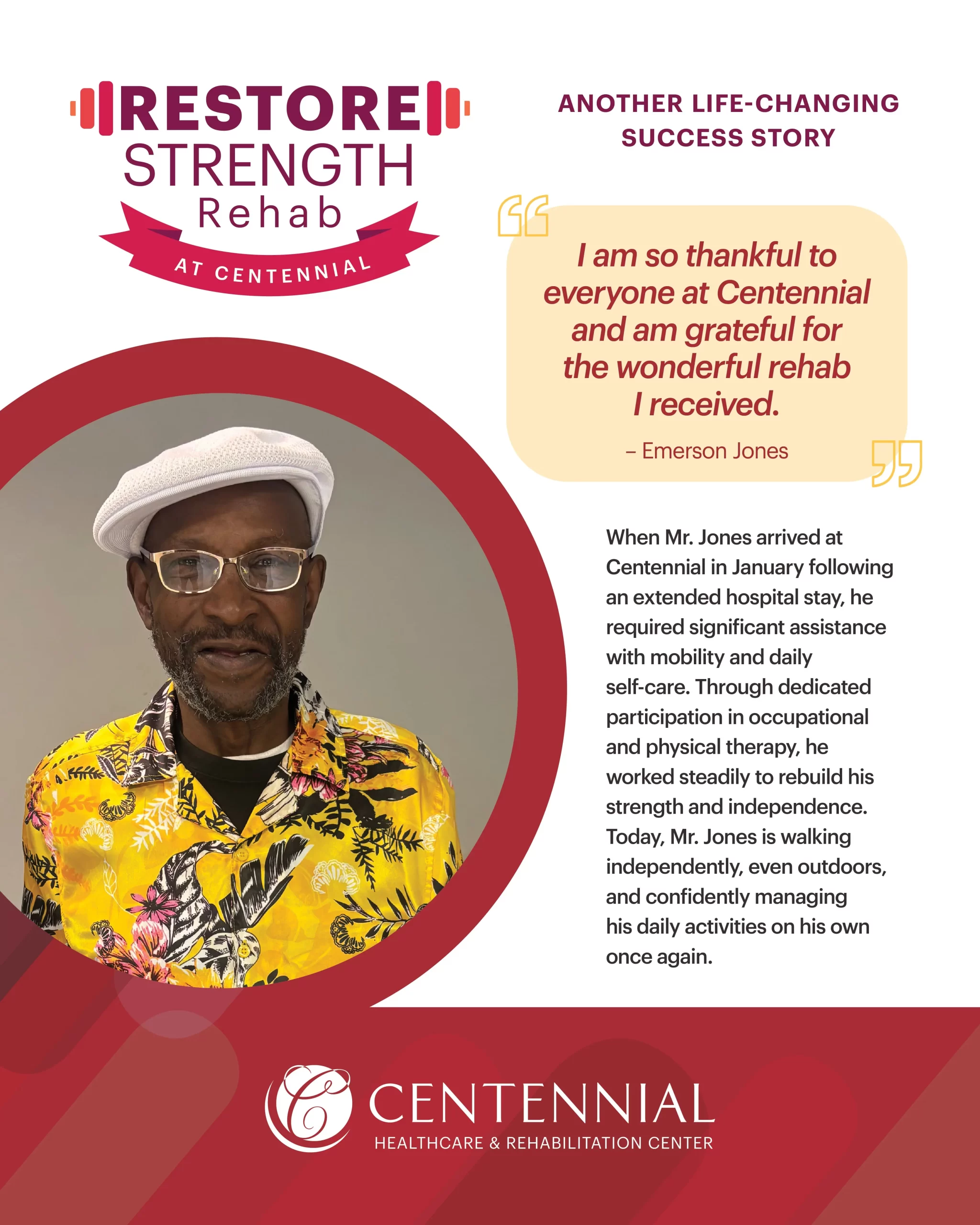 Emerson Jones: Rehab success story at Centennial Healthcare & Rehabilitation Center, Philadelphia